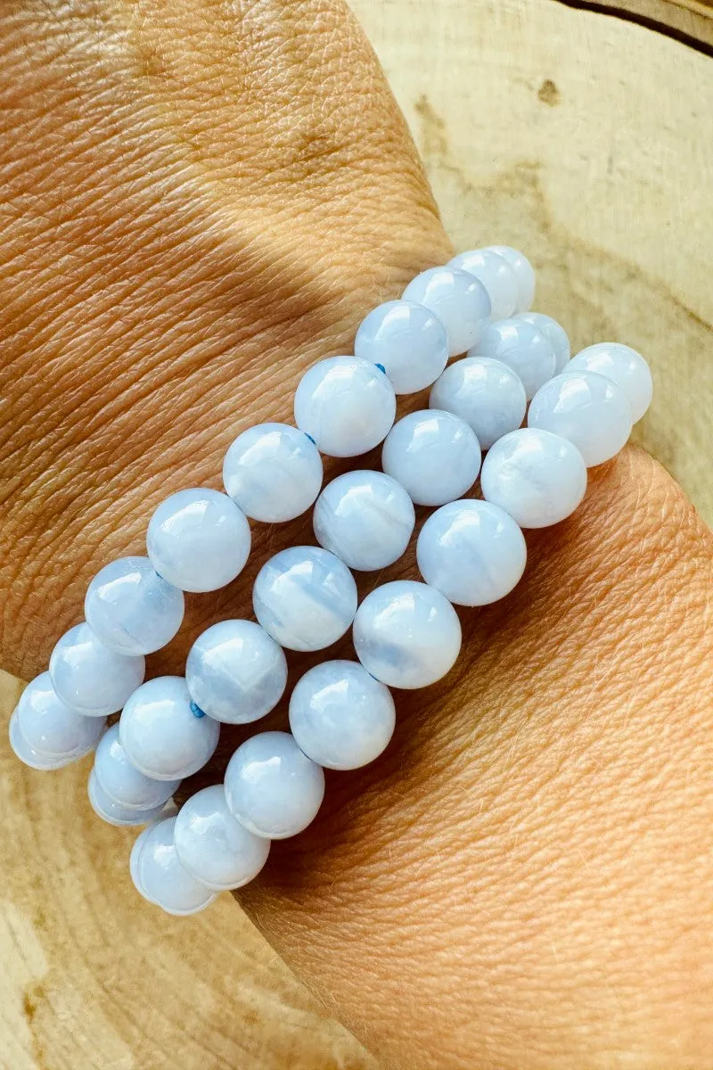 Blue Lace Agate Bracelet - 7mm